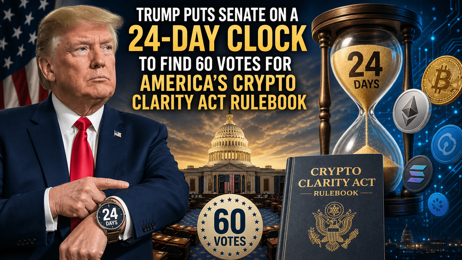 Trump puts Senate on a 24-day clock to find 60 votes for America's crypto CLARITY Act rulebook