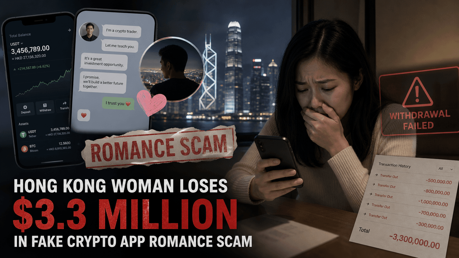 Hong Kong Woman Loses $3.3 Million in Fake Crypto App Romance Scam